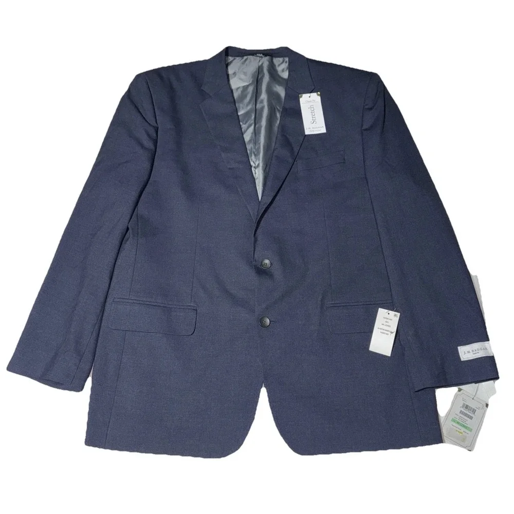 JM Haggar Mens Premium Stretch Classic Fit Suit Jacket 46L $220 Navy Blue NWT **
